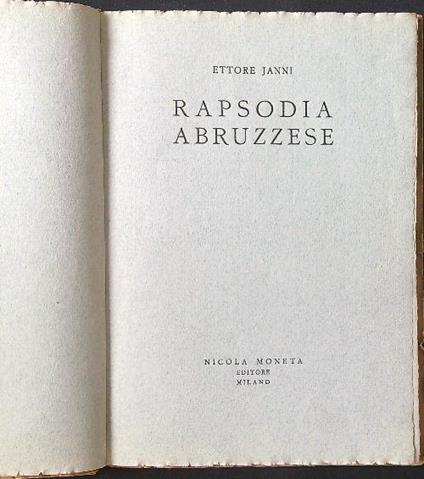 Rapsodia abruzzese - Ettore Janni - copertina