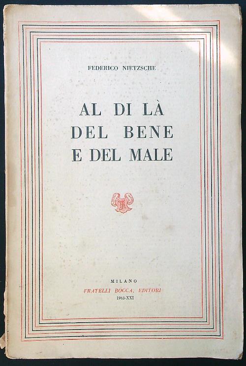 Al di là del bene e del male - Federico Nietzsche - copertina