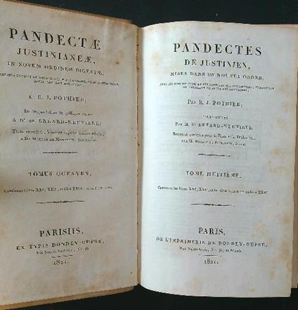 Pandectes de Justinien tome 8 - R. J. Pothier - copertina