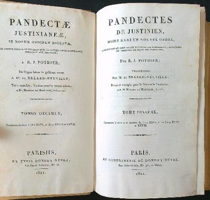 Pandectes de Justinien tome 10 - R. J. Pothier - copertina
