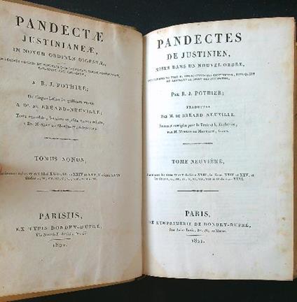 Pandectes de Justinien tome 9 - R. J. Pothier - copertina