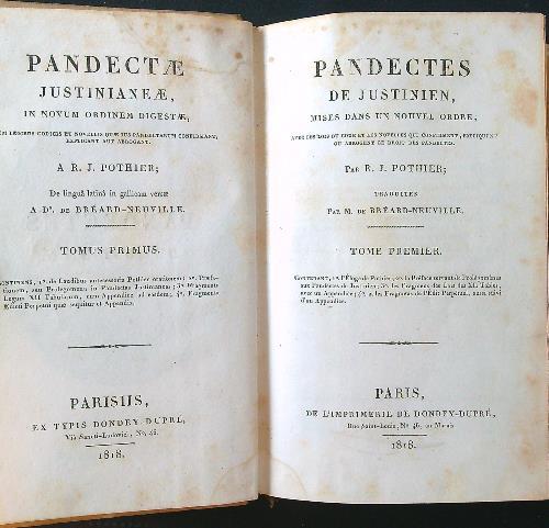 Pandectes de Justinien tome 1 - R. J. Pothier - copertina