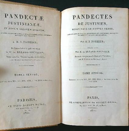 Pandectes de Justinien tome 6 - R. J. Pothier - copertina