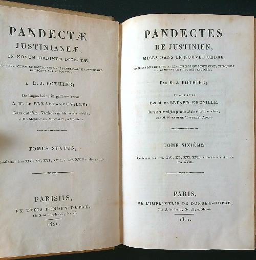 Pandectes de Justinien tome 6 - R. J. Pothier - copertina