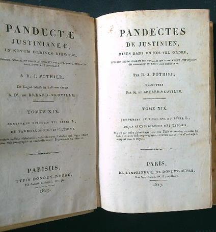 Pandectes de Justinien tome XIX - R. J. Pothier - copertina