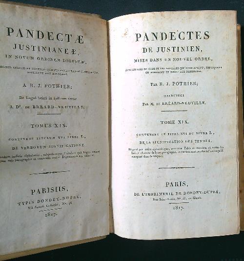 Pandectes de Justinien tome XIX - R. J. Pothier - copertina