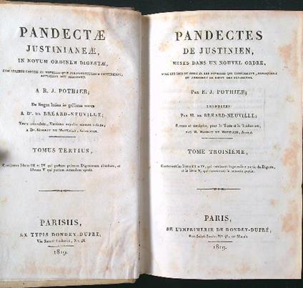 Pandectes de Justinien tome 3 - R. J. Pothier - copertina