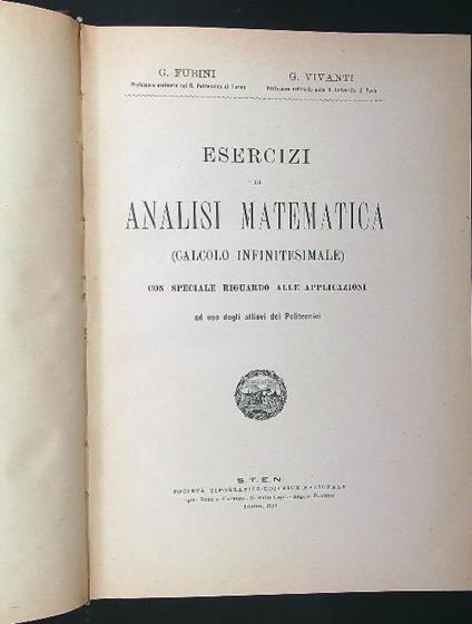 Esercizi di analisi matematica (calcolo infinitesimale) - Fubini - copertina