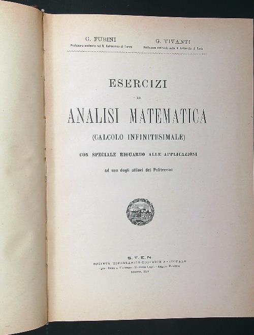 Esercizi di analisi matematica (calcolo infinitesimale) - Fubini - copertina