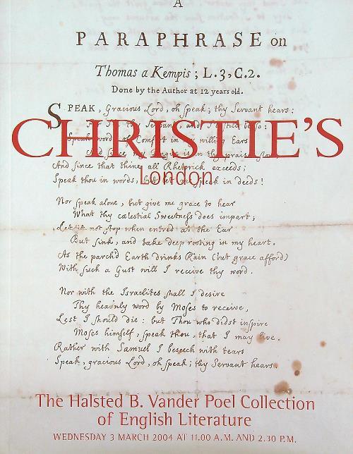 The Halsted B. Vander Poel Collection of English Literature. 2004 - copertina