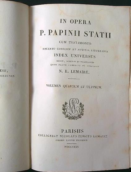 P. Papinii statii volumen quartum et ultimum - Publius Papinius Statius - copertina