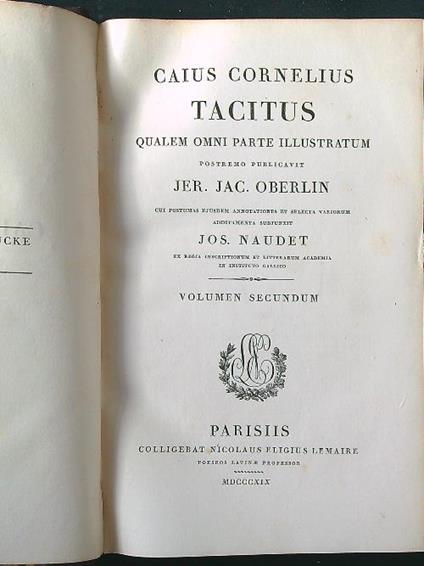 Caius Cornelius Tacitus volumen secundum - Oberlin - copertina