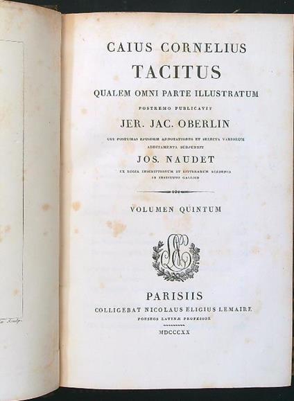 Caius Cornelius Tacitus volumen quintum - Oberlin - copertina
