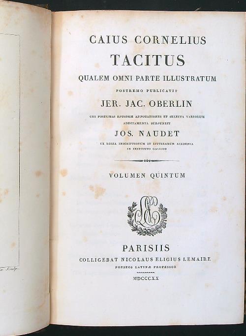 Caius Cornelius Tacitus volumen quintum - Oberlin - copertina