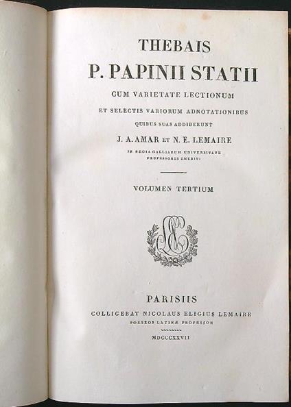 P. Papinii Statii volumen tertium - Publius Papinius Statius - copertina