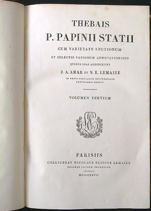 P. Papinii Statii volumen tertium - Publius Papinius Statius - copertina