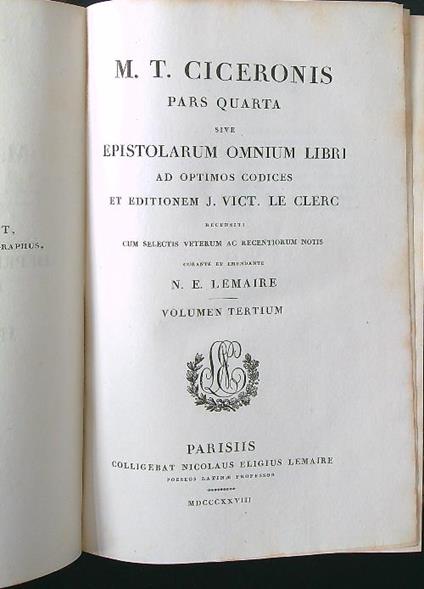 M. T. Ciceronis epistolarum volumen tertium - Ciceronis - copertina