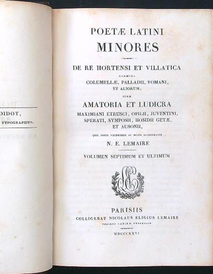 Poetae latini minores volumen septimum et ultimum - copertina