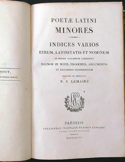 Poetae latini minores indices varios - copertina