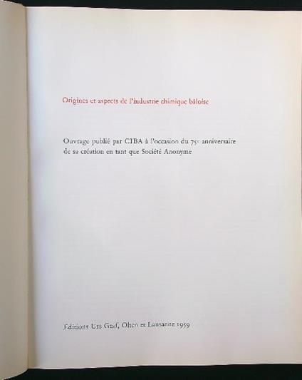 Origines et aspects de l'industrie chimique baloise - copertina