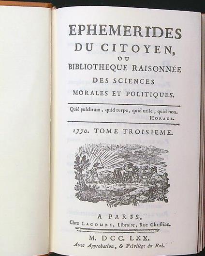 Ephemerides du citoyen tome III-IV - copertina