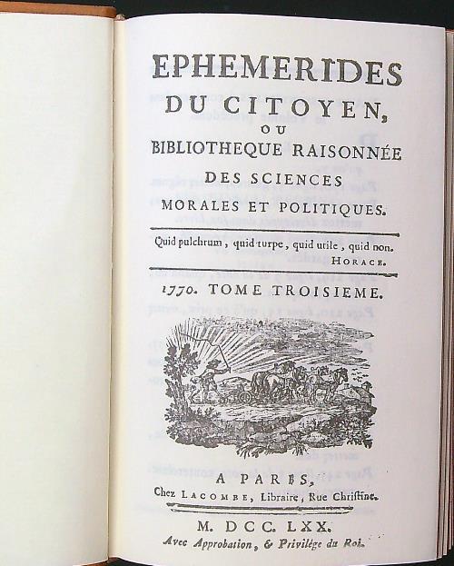 Ephemerides du citoyen tome III-IV - copertina
