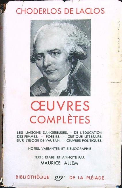 Oeuvres completes - Choderlos de Laclos - copertina