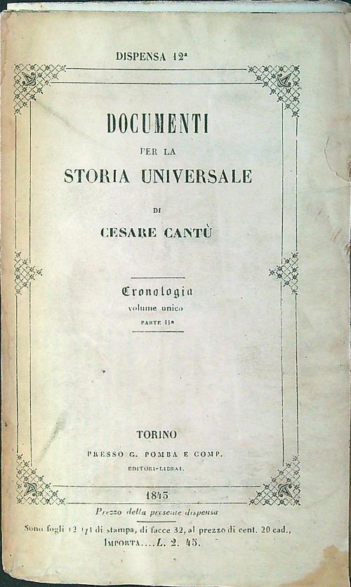 Documenti per la storia universale dispensa 12 - Cesare Cantù - copertina