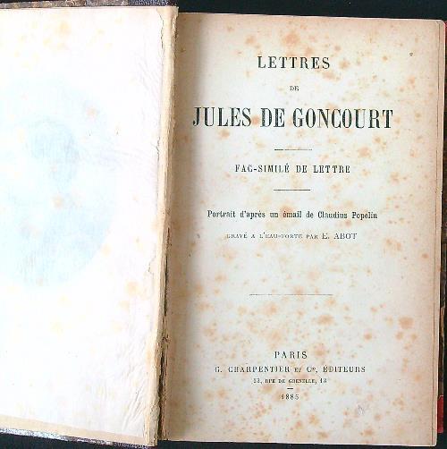 Lettres de Jules de Goncourt - copertina
