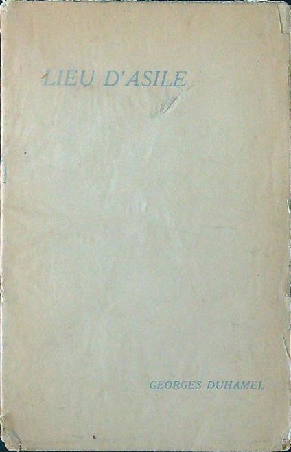 Lieu d'asile - Georges Duhamel - copertina