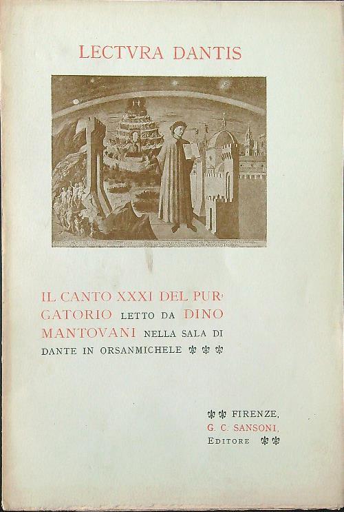 Lectura Dantis: il canto XXXI del Purgatorio - Dino Mantovani - copertina
