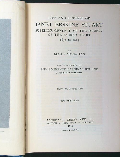 Life and letters of Janet Erskine Stuart - Maud Monahan - copertina