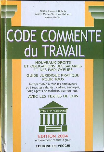 Code commenté du travail - Dubois - copertina