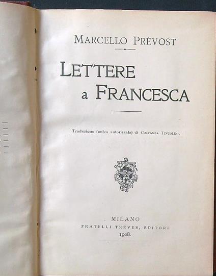 Lettere a Francesca - Marcello Prevost - copertina