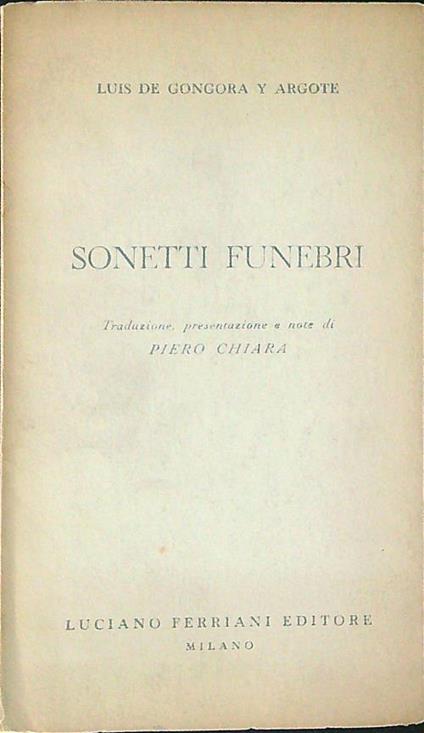 Sonetti funebri - Luis De Gongora Y Argote - copertina