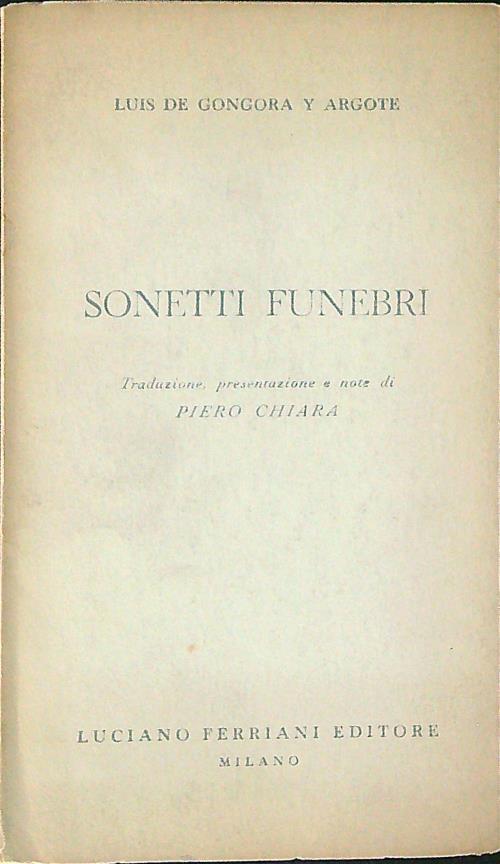 Sonetti funebri - Luis De Gongora Y Argote - copertina
