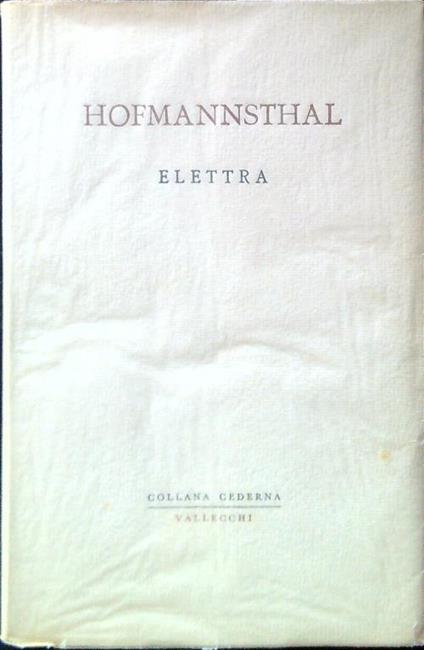 Elettra - Hugo Hofmannsthal - copertina