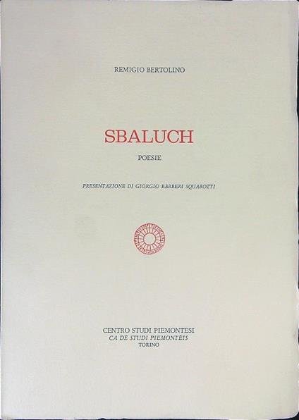 Sbaluch Poesie - Remigio Bertolino - copertina