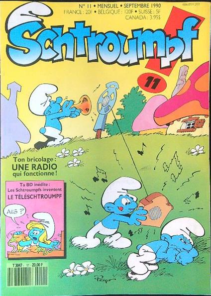 Schtroumpf 11 - Septembre 1990 - copertina