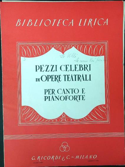 Pezzi celebri di opere teatrali per canto e pianoforte: Le Villi - Giacomo Puccini - copertina
