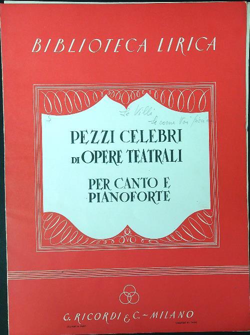Pezzi celebri di opere teatrali per canto e pianoforte: Le Villi - Giacomo Puccini - copertina