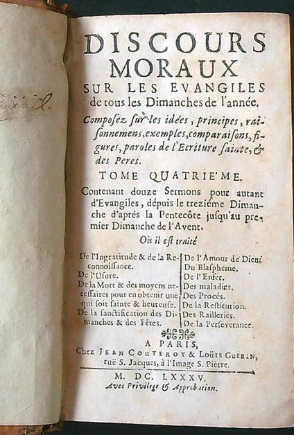 Discours moraux sur les evangiles tome 4 - copertina