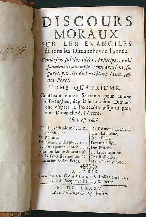 Discours moraux sur les evangiles tome 4 - copertina
