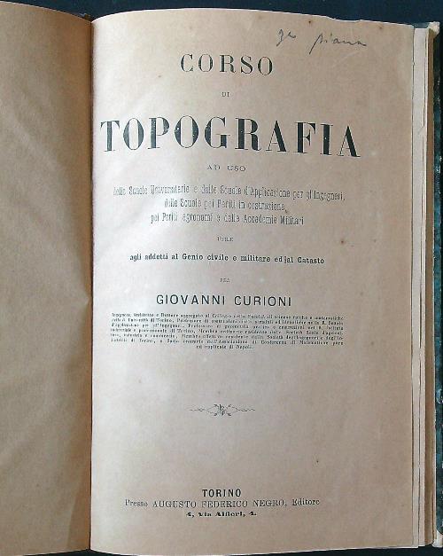 Corso di topografia. Tavole - Giovanni Curioni - copertina