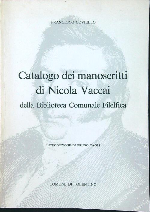 Catalogo dei manoscritti di Nicola Vaccai della Biblioteca Comunale Filelfica - Francesco Coviello - copertina