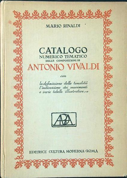 Catalogo numerico tematico delle composizioni di Antonio Vivaldi - Mario Rinaldi - copertina