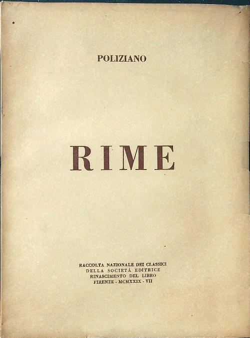 Rime - Poliziano - copertina