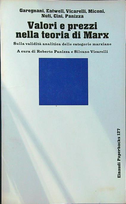Valori e prezzi nella teoria di Marx - Panizza - copertina