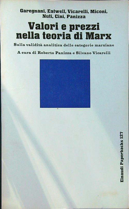 Valori e prezzi nella teoria di Marx - Panizza - copertina