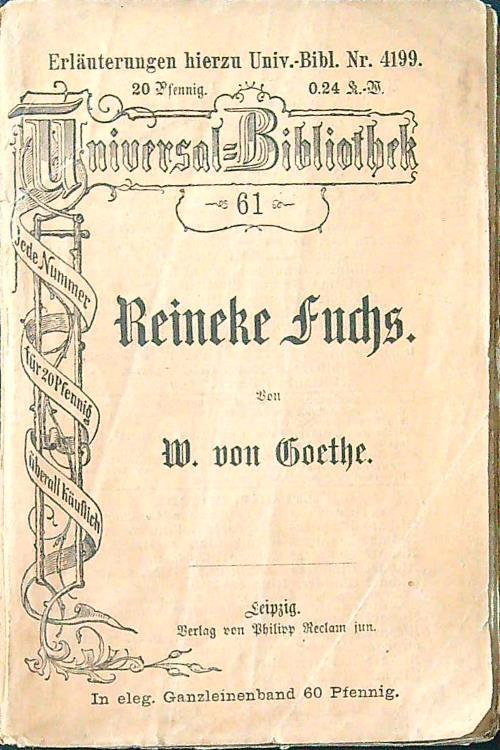 Reineke Fuchs - Wolfgang von Goethe - copertina